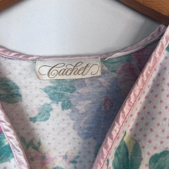 Cachet VTG Made In USA White Floral Night Dress Nightgown Cotton Blend Medium - Picture 8 of 9